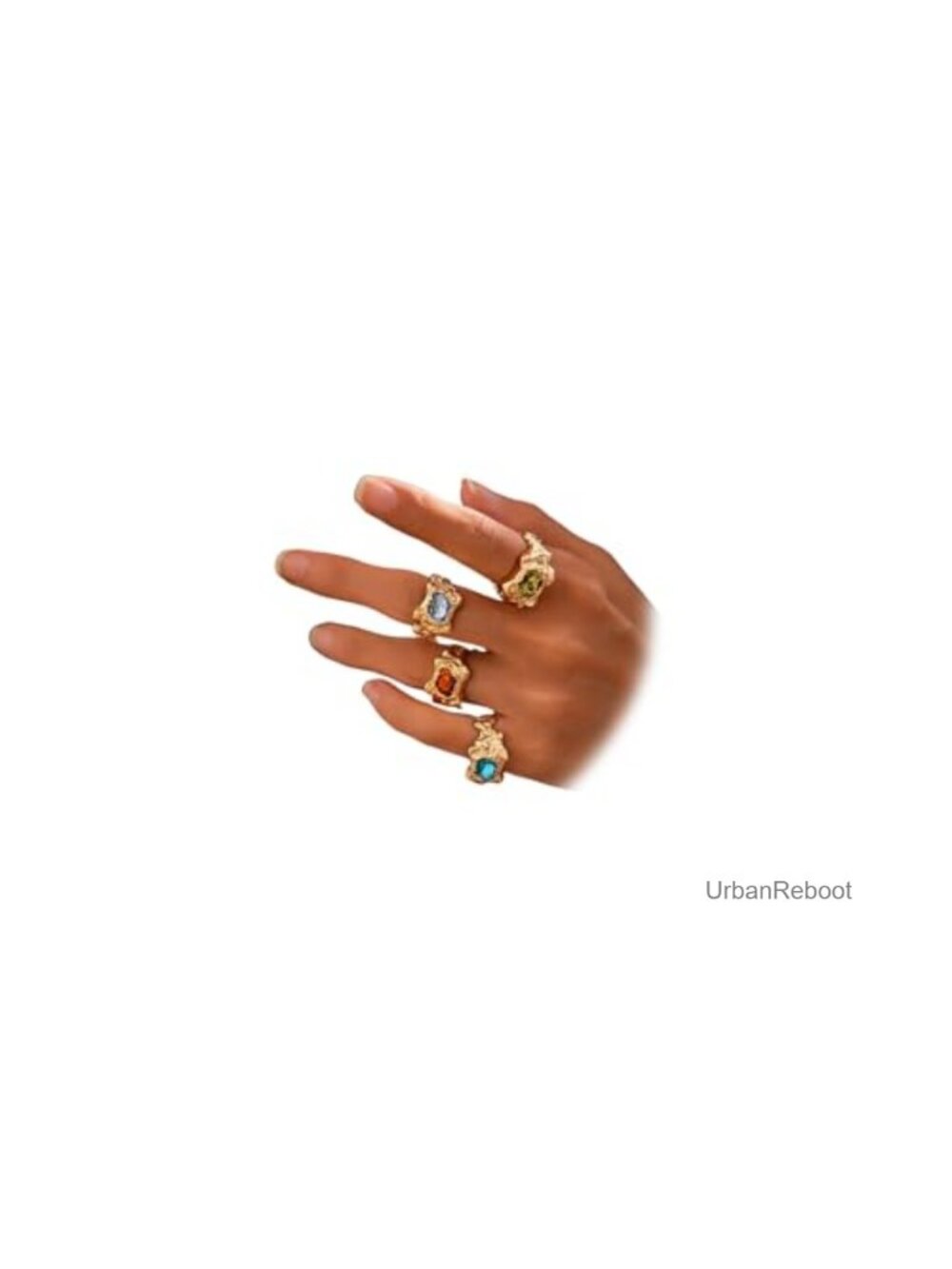 Chunky Hammered Stackable Statement Rings Adjustable One Size
